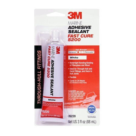 3M Marine Adhesive Sealant 5200FC, Fast Cure, White, 3 oz Tube, 6/Case 7000120490